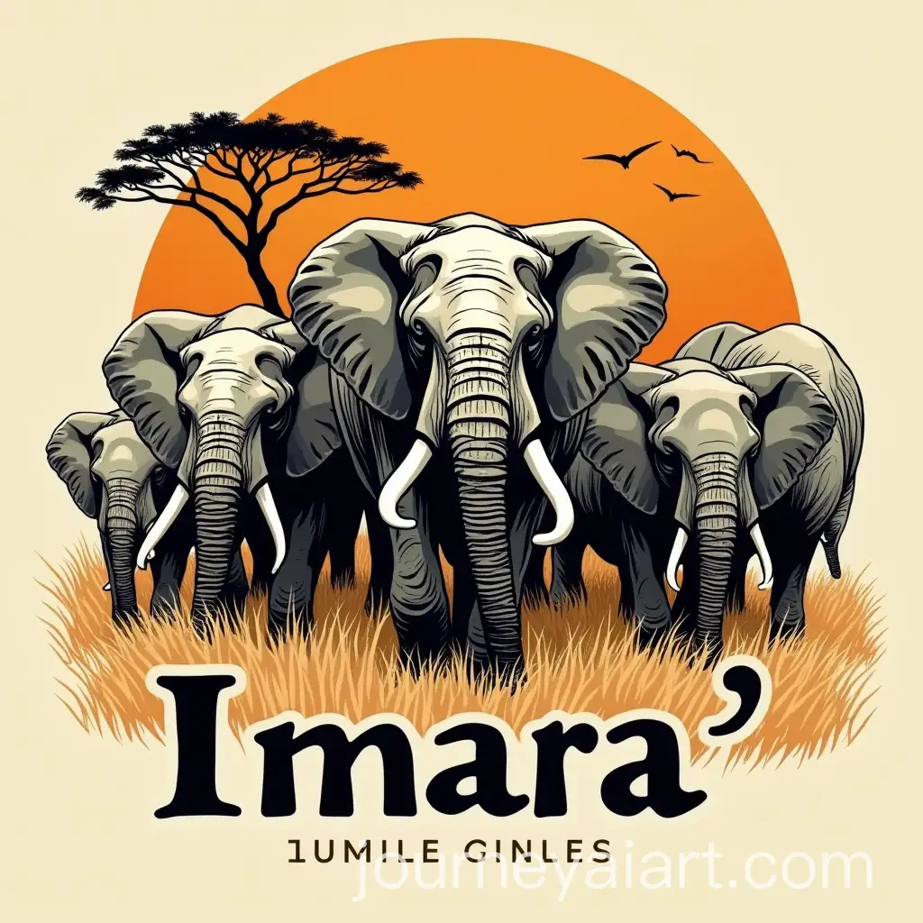 Imara-African-Clothing-Label-Featuring-Herd-of-Elephants-with-Designer-Frame