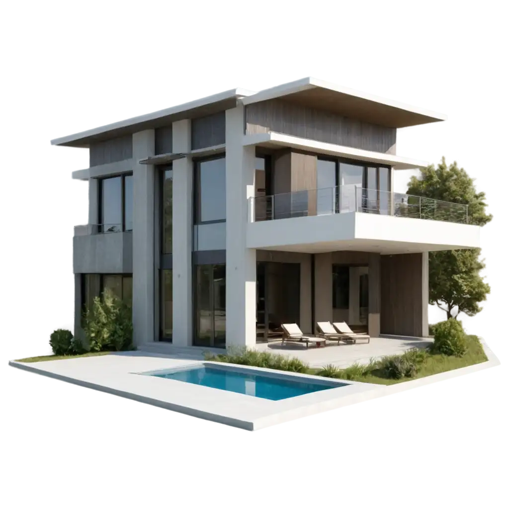 Modern house in high definition without background just the house in a 3d model