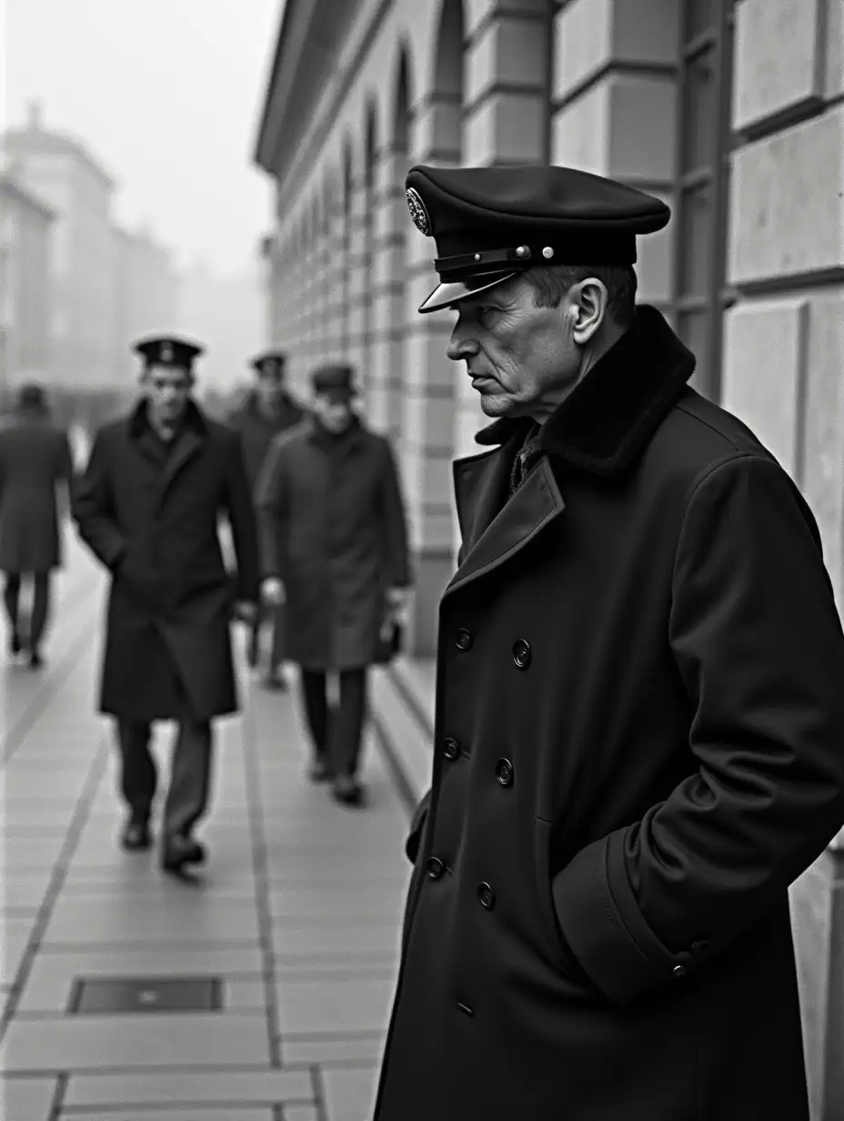 street photo, corruption in Russia in the style of Henri Cartier-Bresson. Geometric composition, alternation, rhythm.nphotographer, black and white, with deep meaning