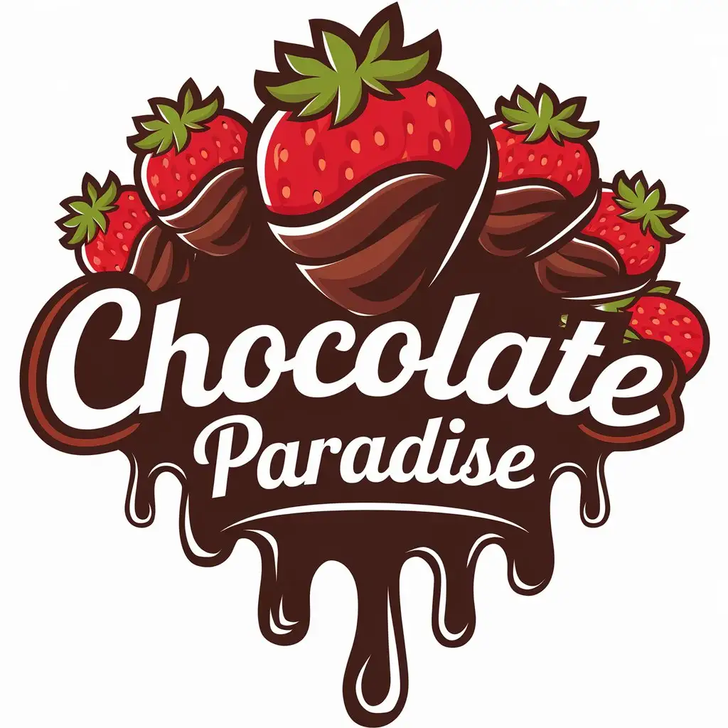 LOGO-Design-for-Chocolate-Paradise-Elegant-Vector-Logo-with-Strawberries-in-Chocolate