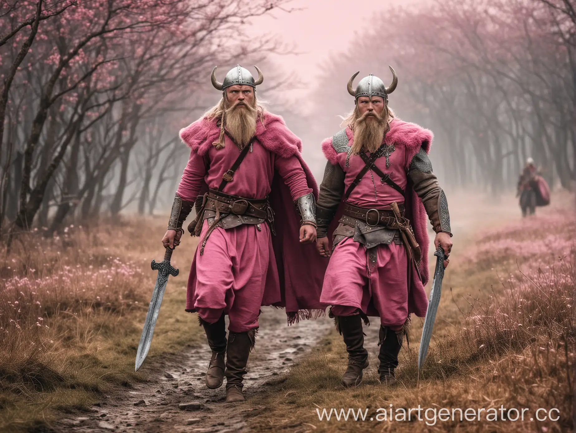 Two-Vikings-in-Pink-Approaching-the-Battlefield