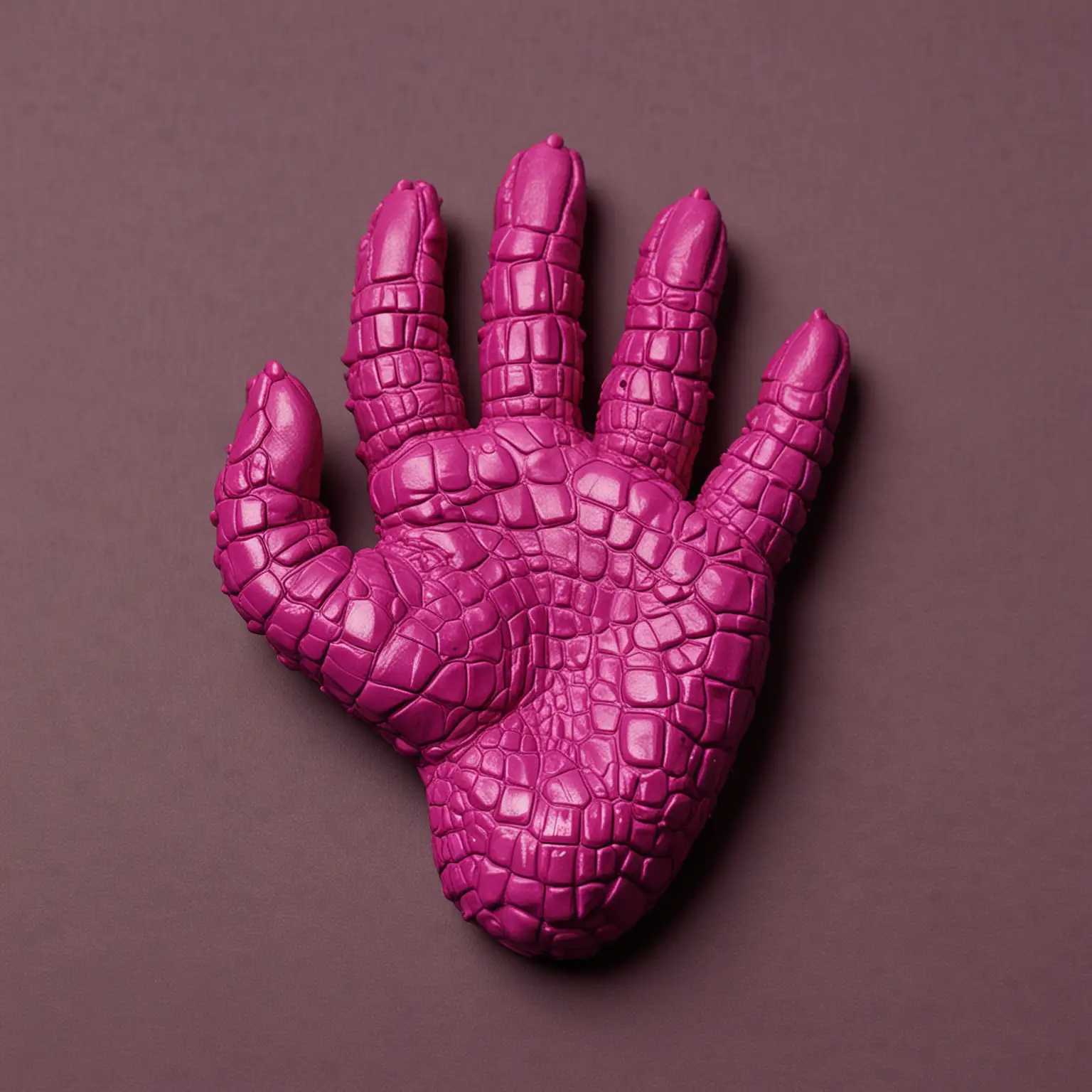 Magenta Crocodile Paw Emerging from Enchanted Forest