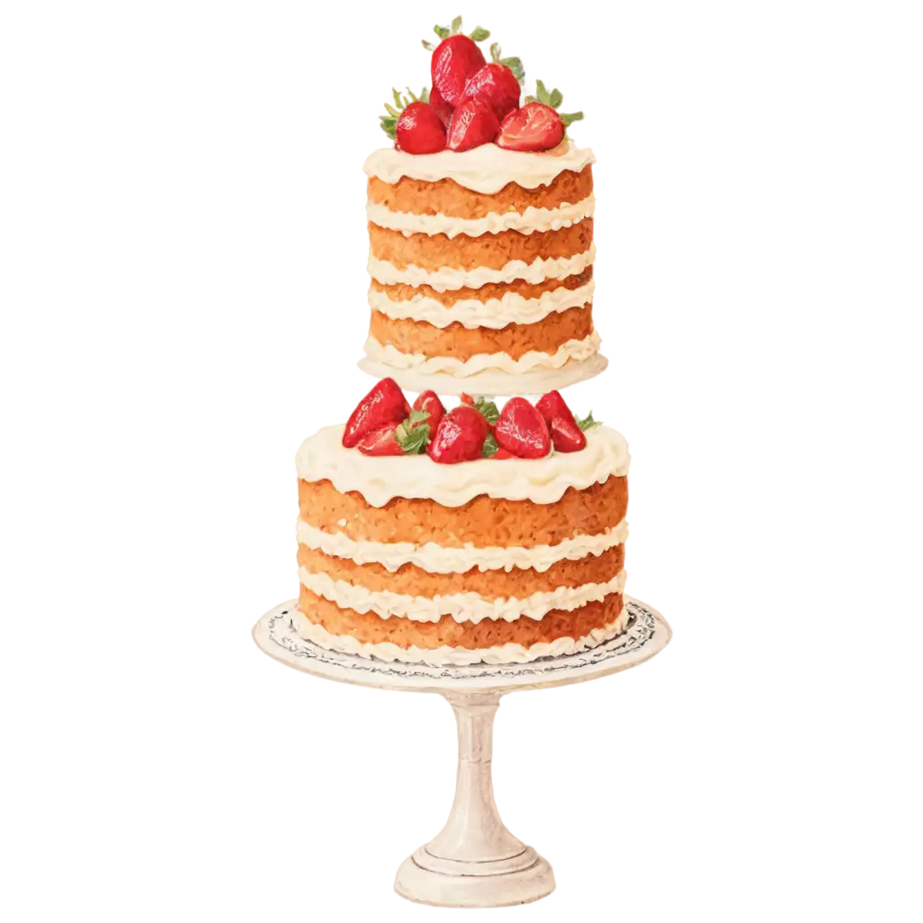 Vintage-Style-Strawberry-Cake-PNG-Delightful-Dessert-Illustration