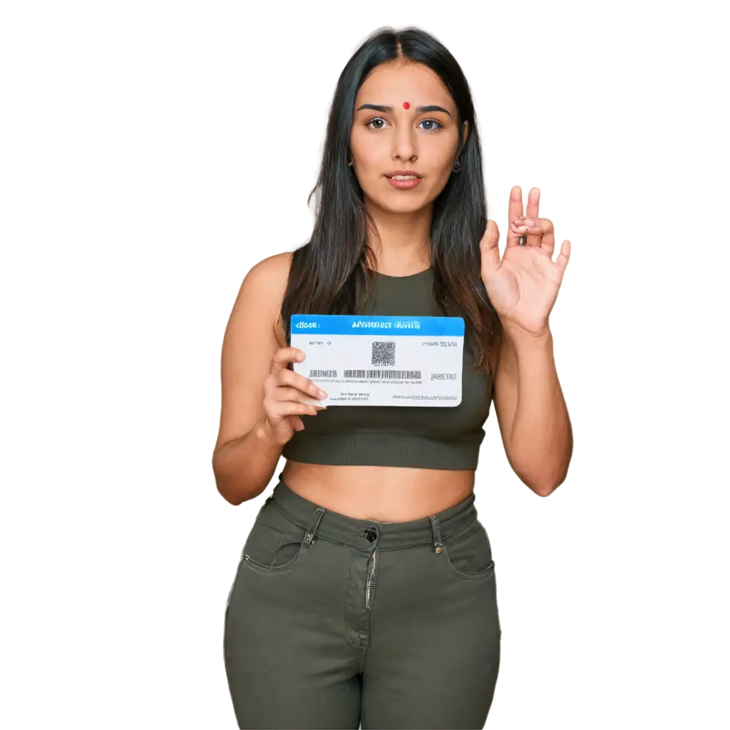 Stylish-Girl-Holding-Aadhaar-Card-PNG-Image-for-Enhanced-Visual-Impact