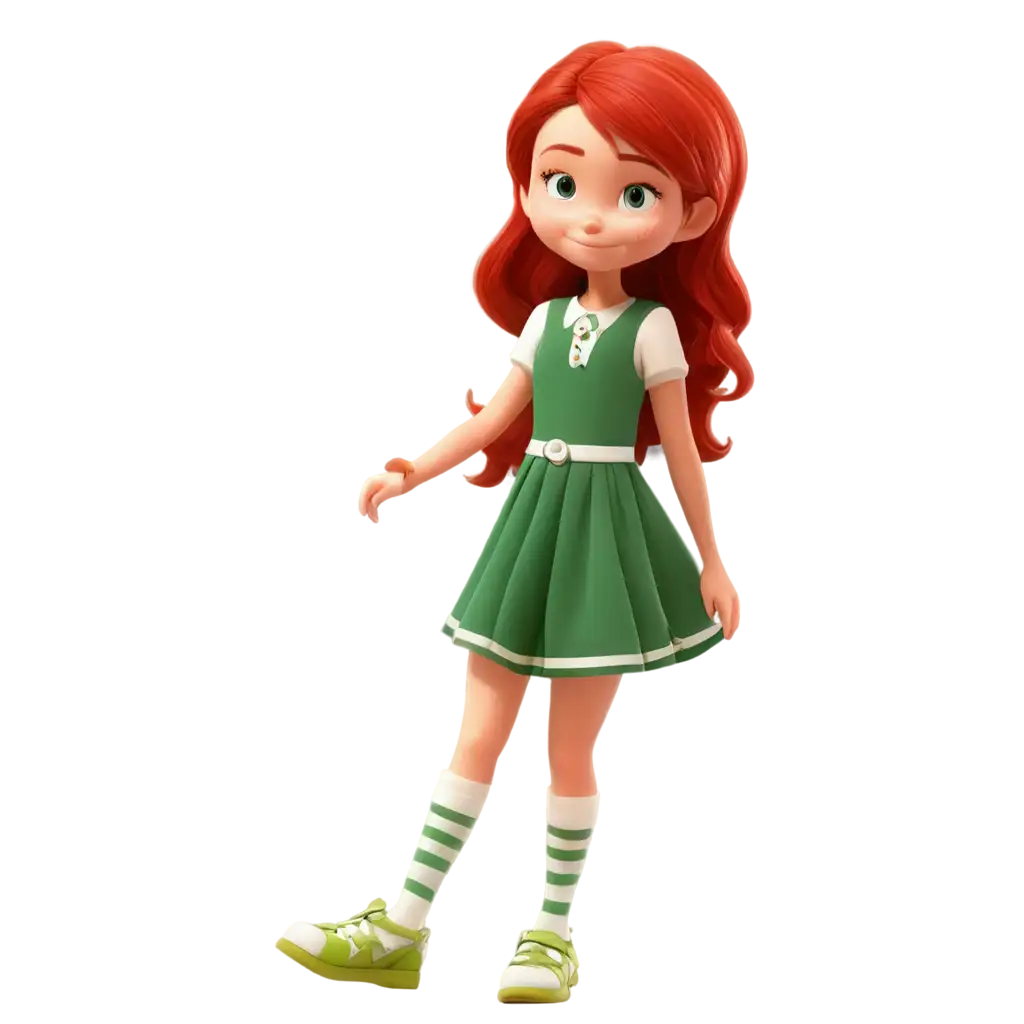 Cartoon-Character-Girl-with-Red-Hair-in-Bright-Dress-PNG-Image-Vibrant-and-Playful-Illustration