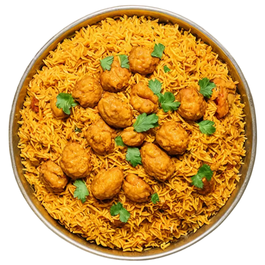 Biryani-Plate-fromPNG-Image-SEO-Analysis-Above-Round-PNG-HighQuality-Transparent-Image-for-Culinary-Visuals