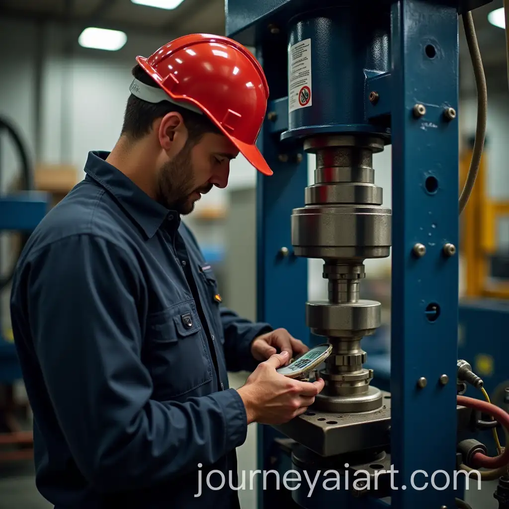 Black-Operator-Conducting-Safety-Inspection-on-Hydraulic-Press-Power-Connection