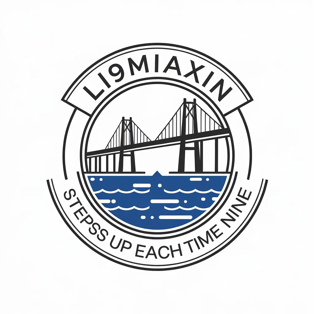 a vector logo design,with the text "li9miaxin steps up each time nine", main symbol:Technology, ocean, cross-sea bridge,Moderate,be used in Construction industry,clear background