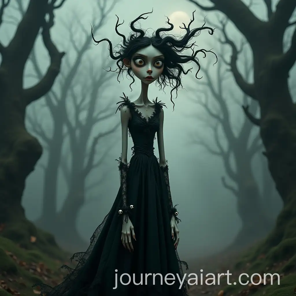 Tim-Burton-Style-Witch-in-a-Dark-Moonlit-Forest