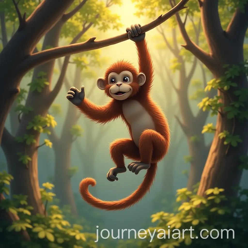 Monkey-Swinging-on-Trees-in-Afternoon-Light