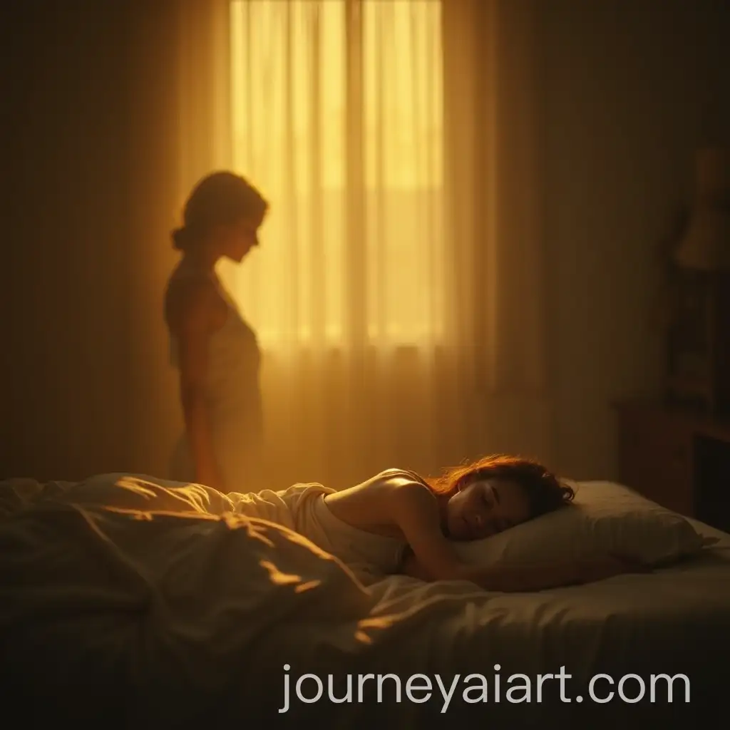 Tranquil-Sleep-in-Golden-Light-with-Ethereal-Watcher