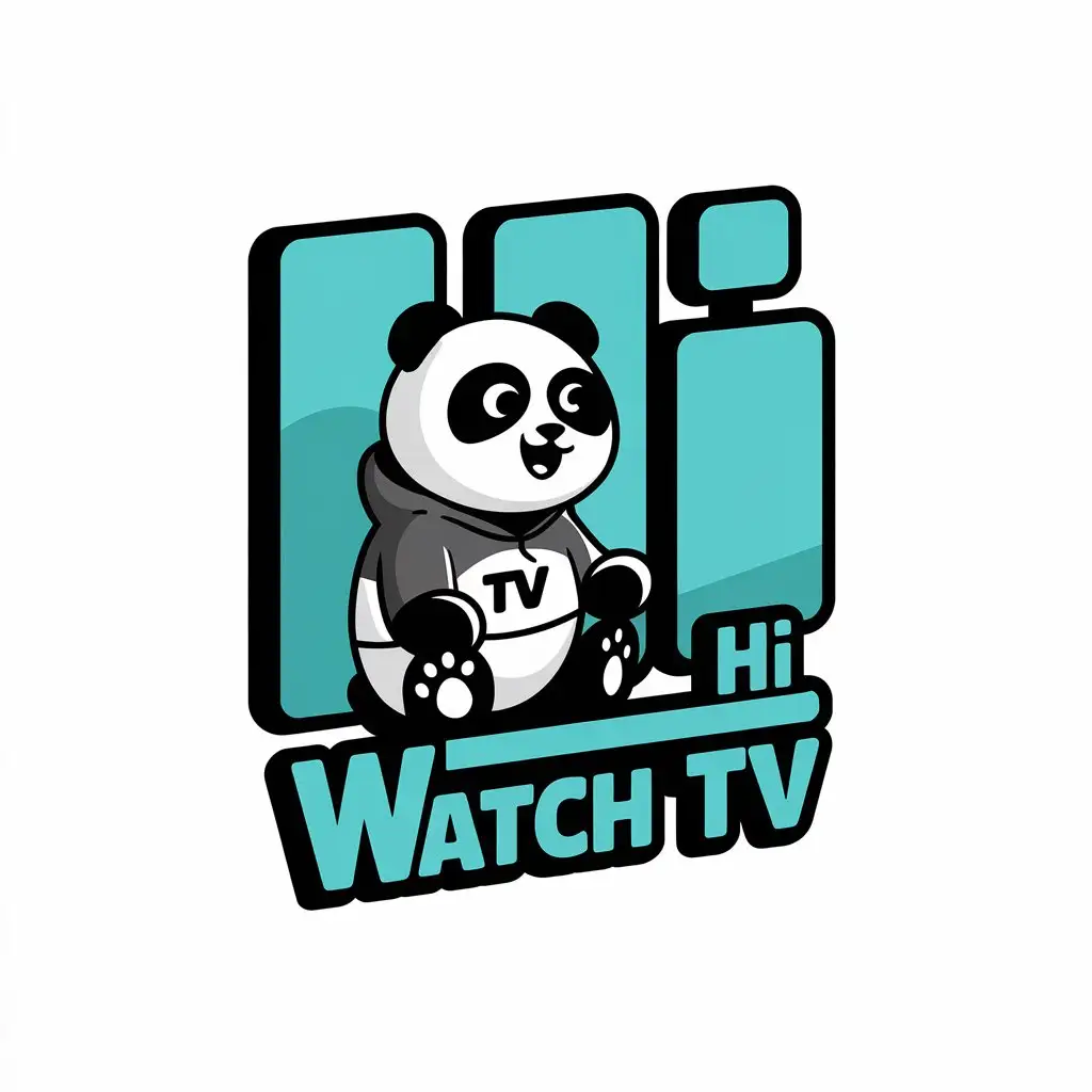 LOGO Design for Hi Watch TV 3D Panda Symbol with Stereoscopic Effect for Entertainment Industry