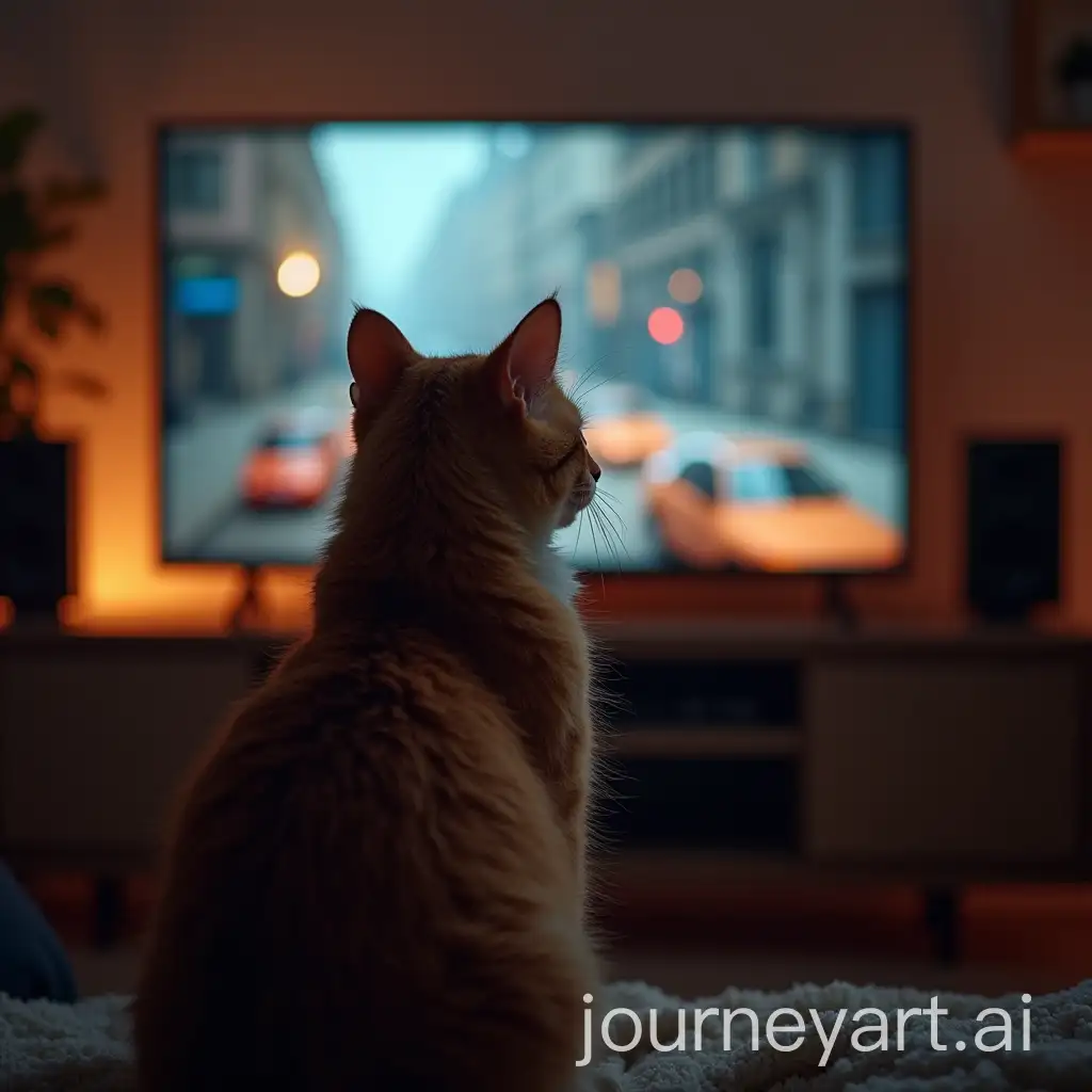 Curious-Cat-Watching-Television-in-Cozy-Living-Room