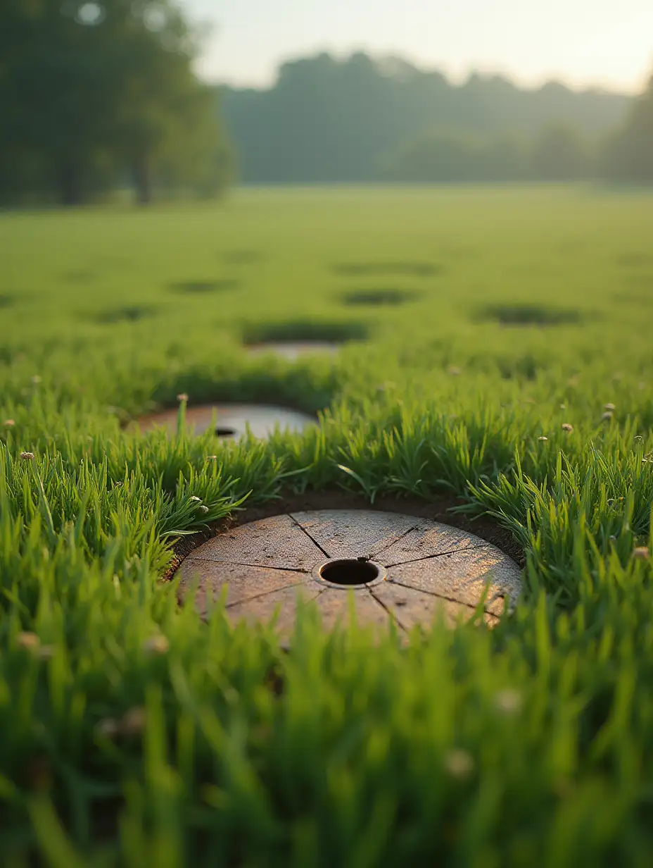 Rusty-Metal-Mines-Scattered-Across-a-Green-Meadow