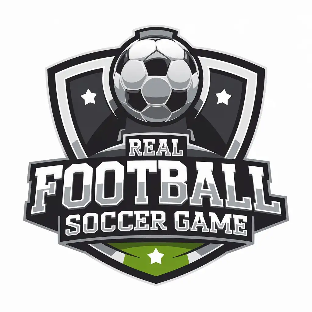 LOGO Design for Real Football Soccer Game 3D Football Icon with Realistic Player for Entertainment Industry