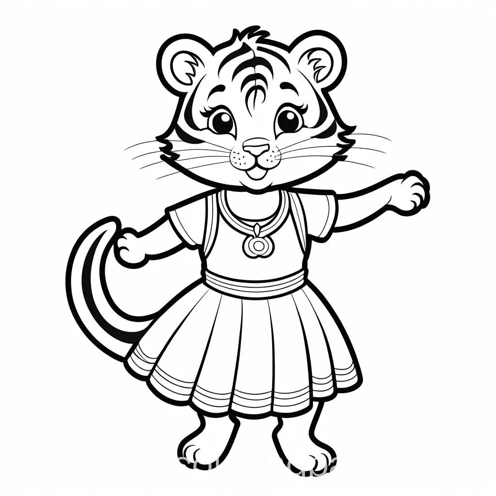 Dancing-Tiger-in-Dress-Fun-Coloring-Page-for-Kids