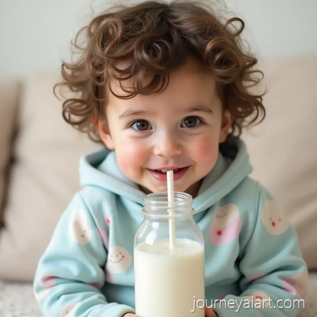 CurlyHaired-Toddler-Feeding-Milk-in-Soft-Pastel-Pajamas