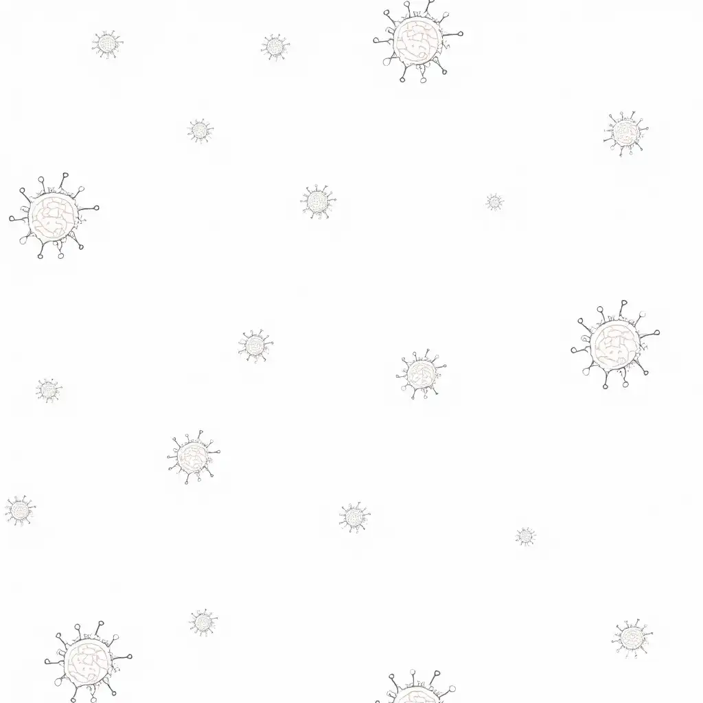 Seamless-Wallpaper-with-Line-Drawing-of-Bacteria-and-Viruses-on-White-Background