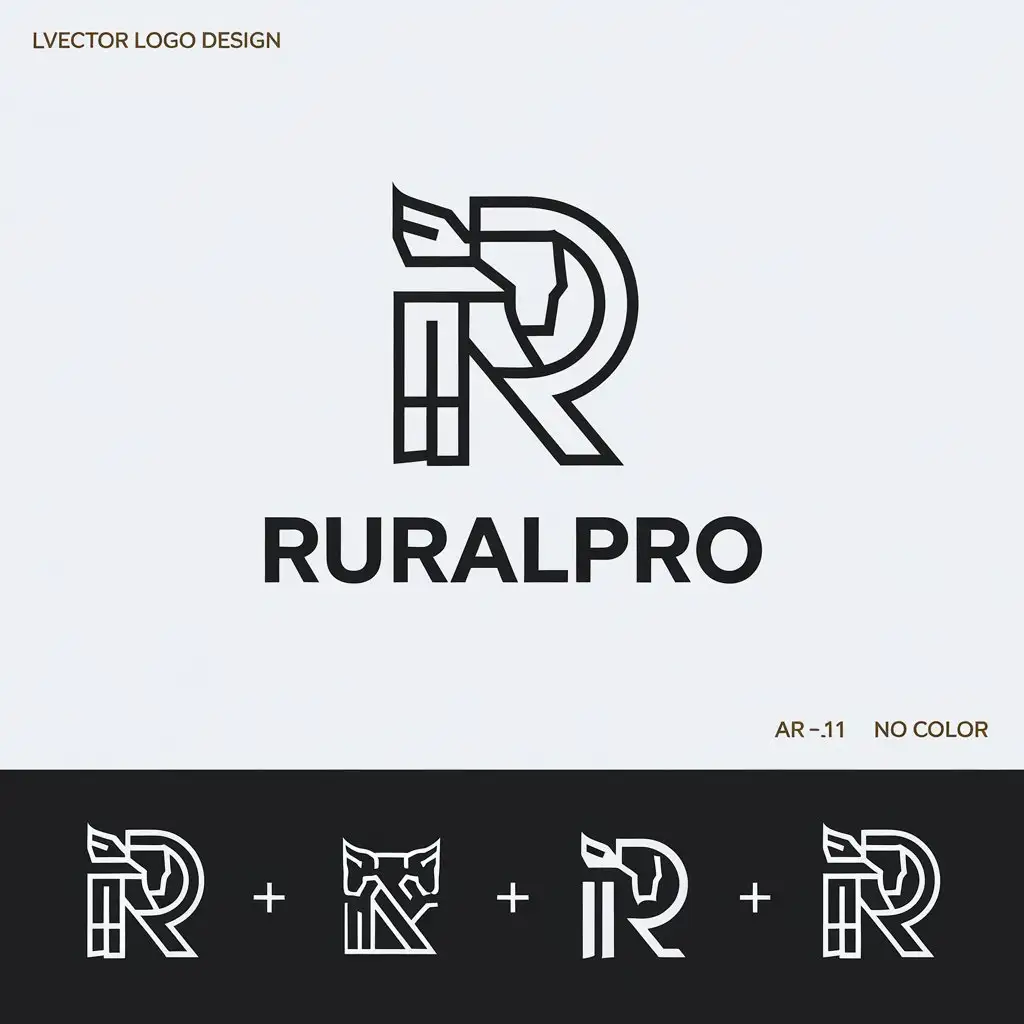 LOGO Design for RURALPRO Minimalist Monochrome with Bull Horse and Embossed Lettering