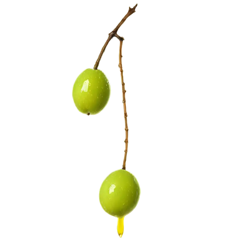 Green plum with oil drippin