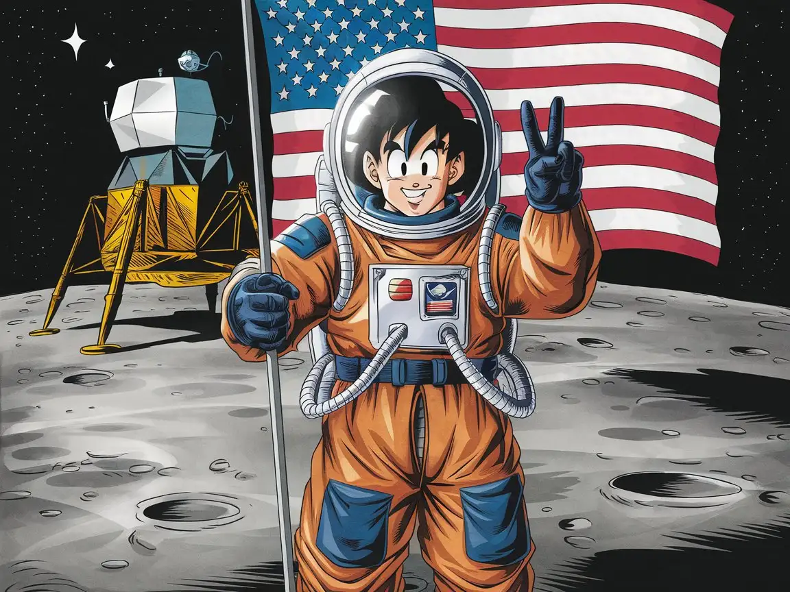 Goku-in-Astronaut-Suit-Celebrating-on-the-Moon