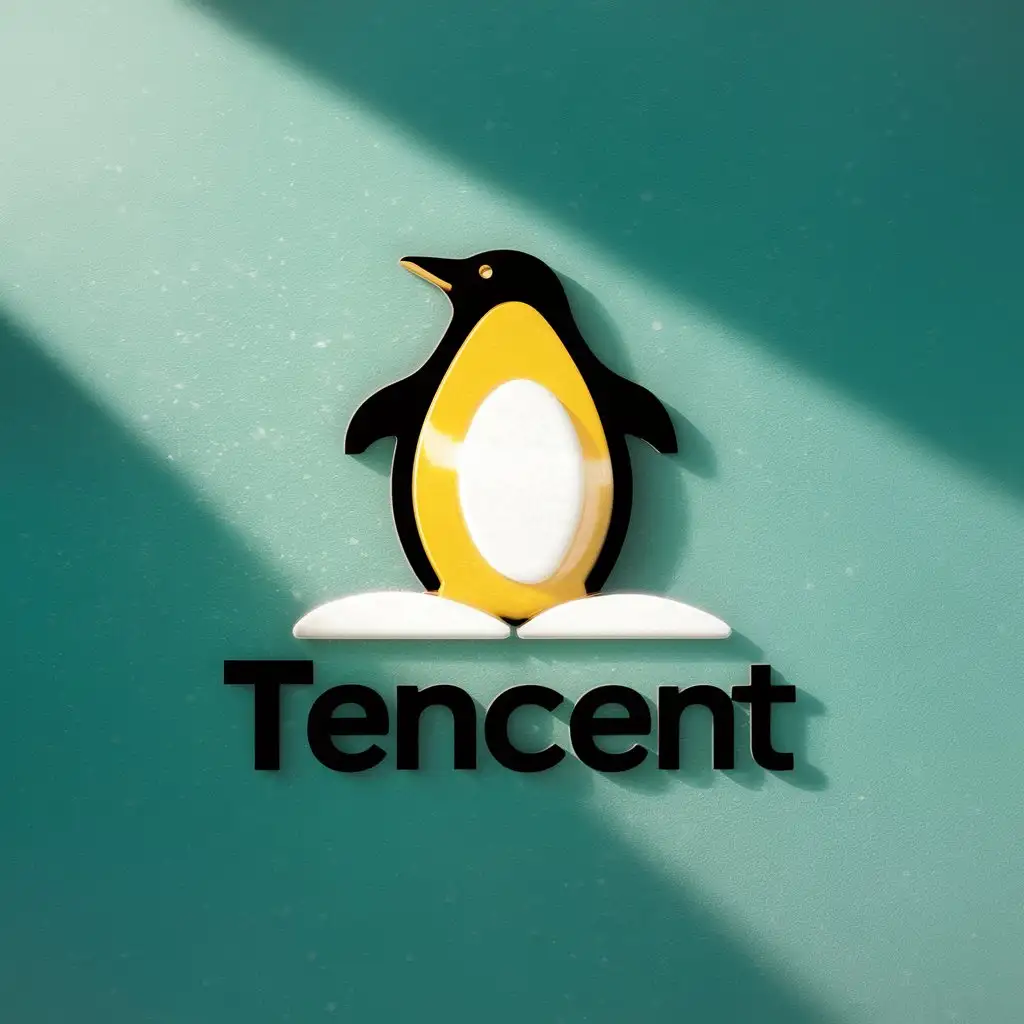 a vector logo design,with the text "Tencent", main symbol:penguin, social tool, simplicity, snow,(((masterpiece))), (((best quality))), ((ultra-detailed)), (illustration), (detailed light),((an extremely delicate and beautiful)),dramatic_shadow,ray_tracing,Moderate,be used in Internet industry,clear background