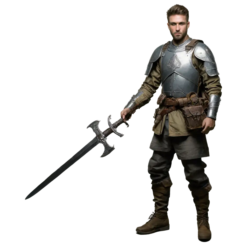 Soldier-of-the-Kingdom-with-Iron-Equipment-and-Sword-PNG-Image-HighQuality-Versatile-Artwork