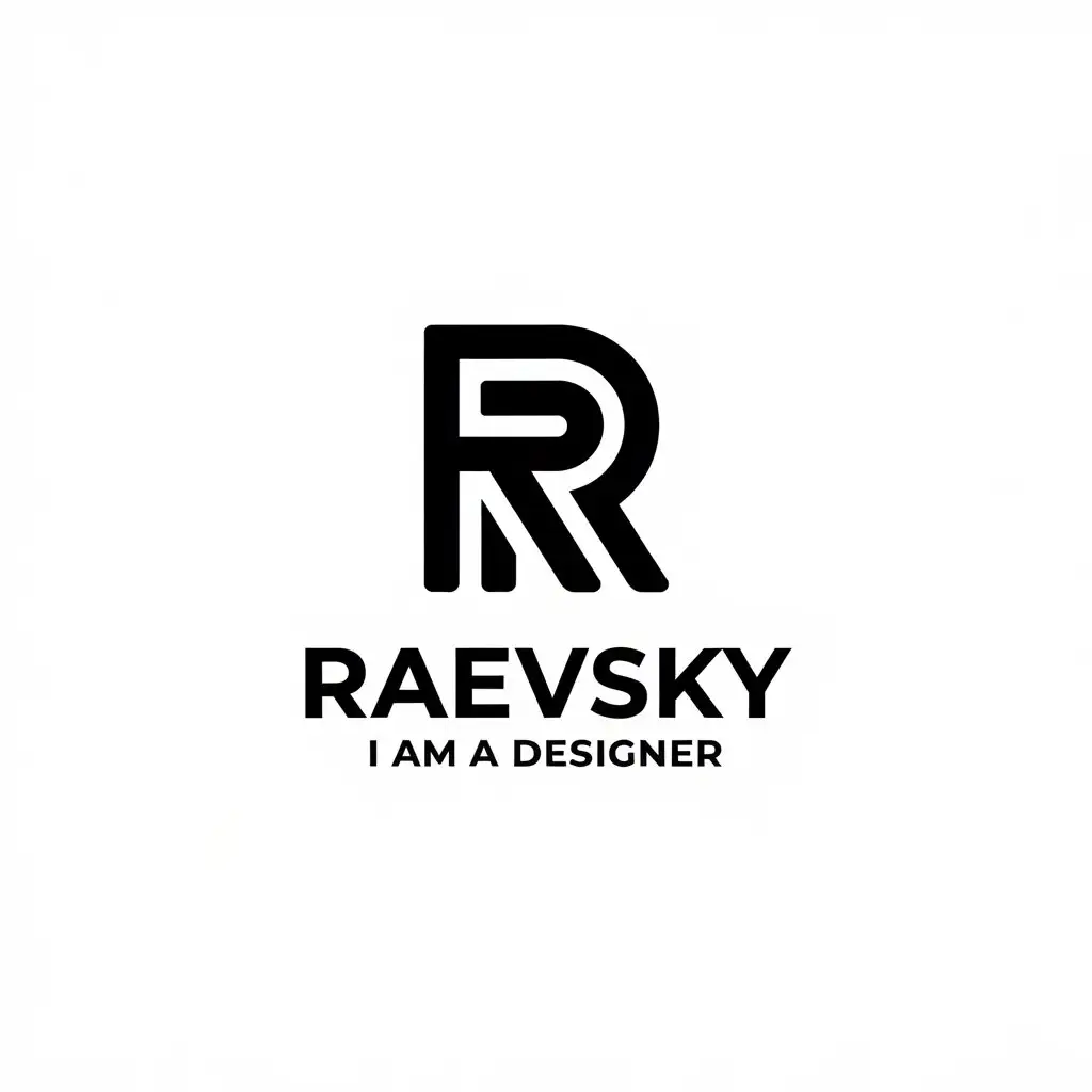 a vector logo design,with the text "Raevsky I am a designer", main symbol:Raevskiy,Minimalistic,clear background