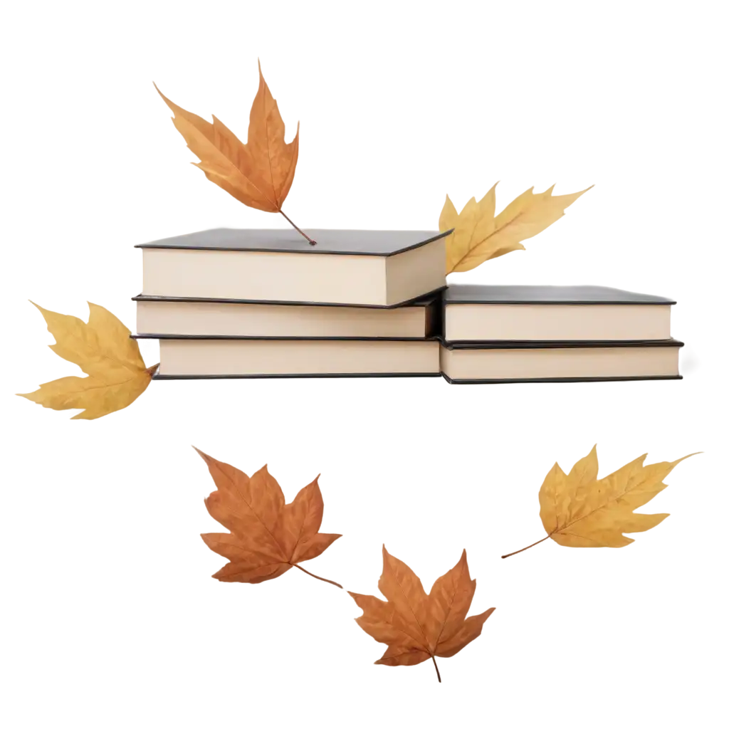 Stacked-Books-with-Scattered-Leaves-PNG-Image-for-Creative-Projects