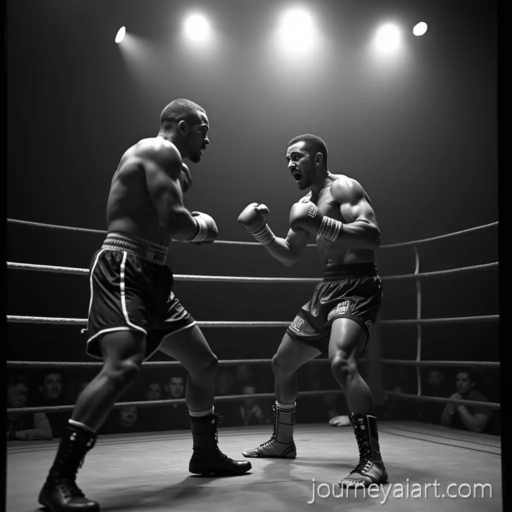 UndergroundUnderground-Boxers-Fight-Boxing-Match-in-BlackandWhite-with-Intense-Victory-Moment