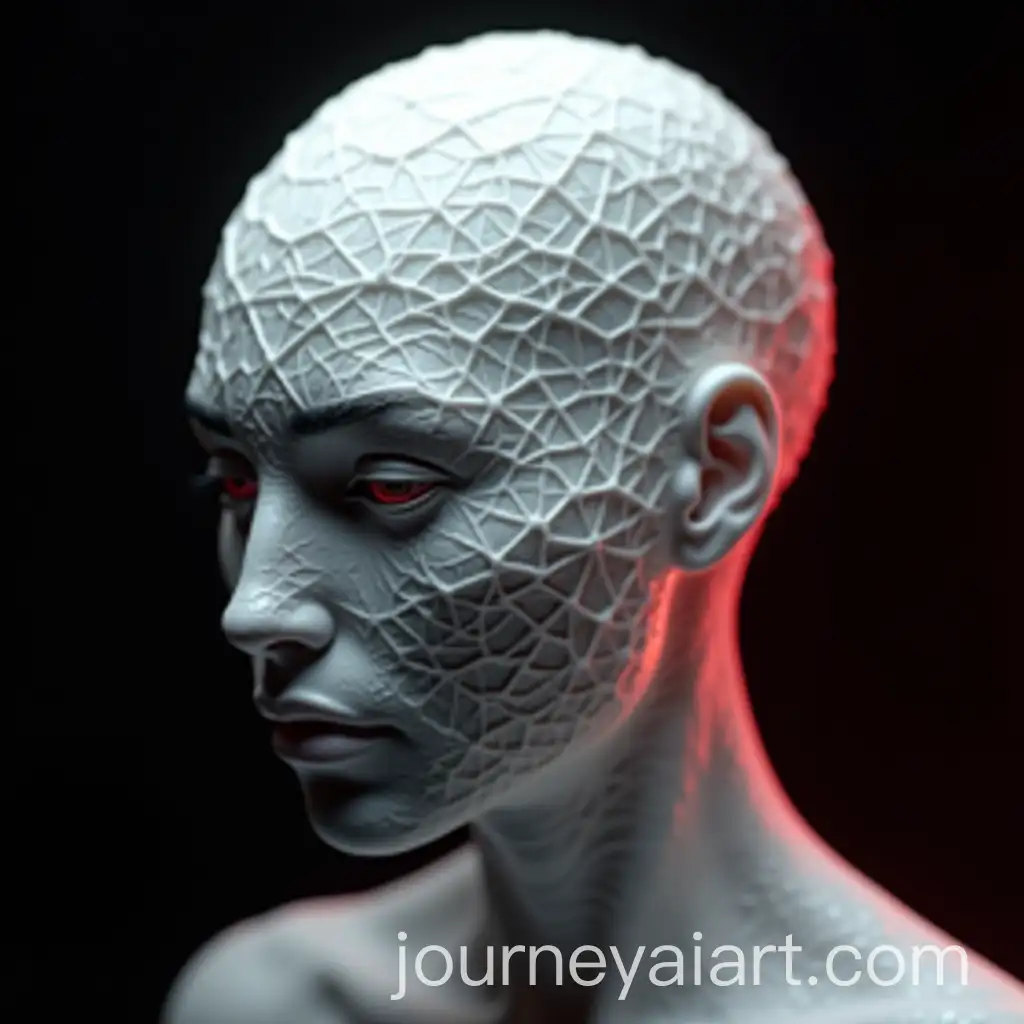 Futuristic-White-Humanoid-Head-with-Geometric-Lattice-in-SciFi-Cyberpunk-Style