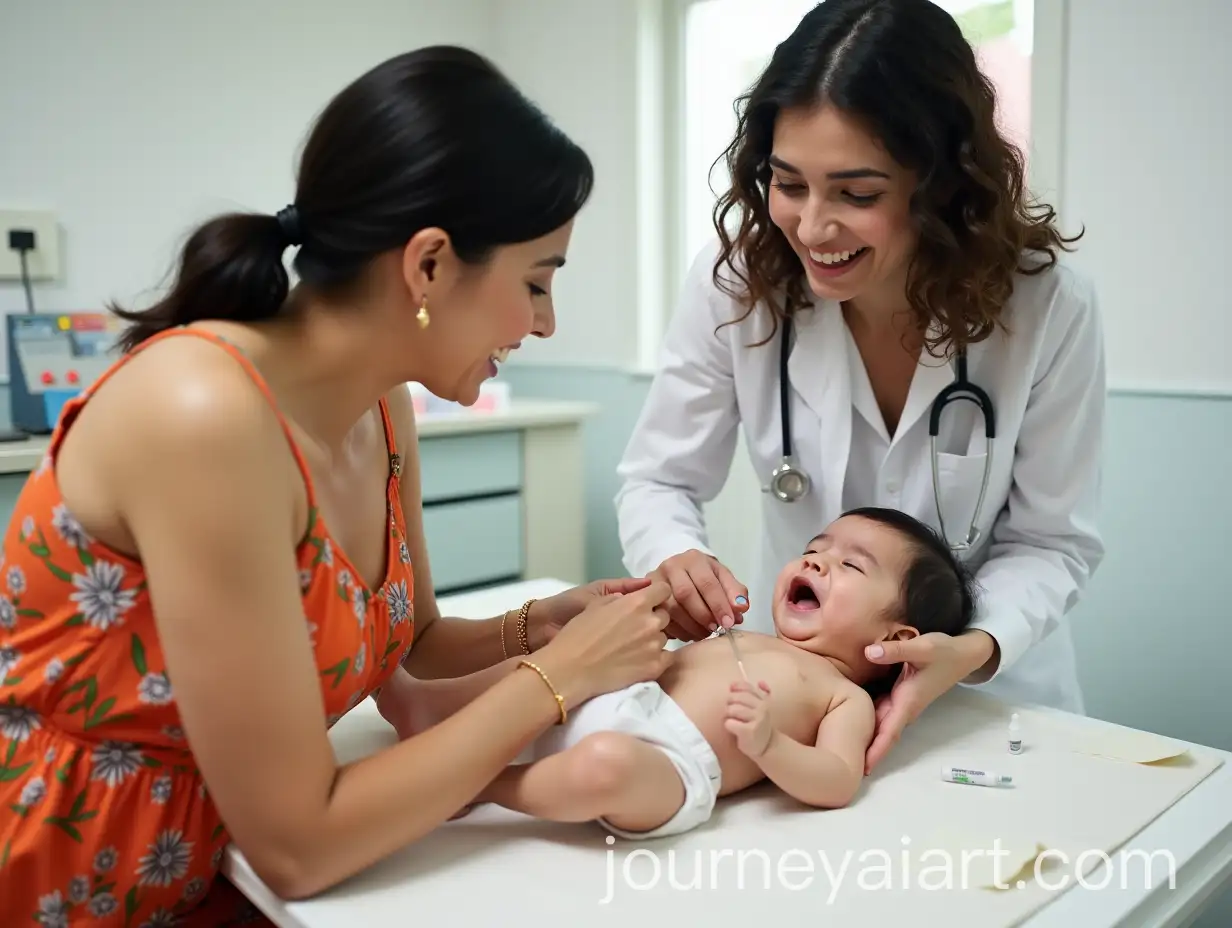 Persian-Mother-Watching-Sons-Vaccination-at-Childrens-Clinic