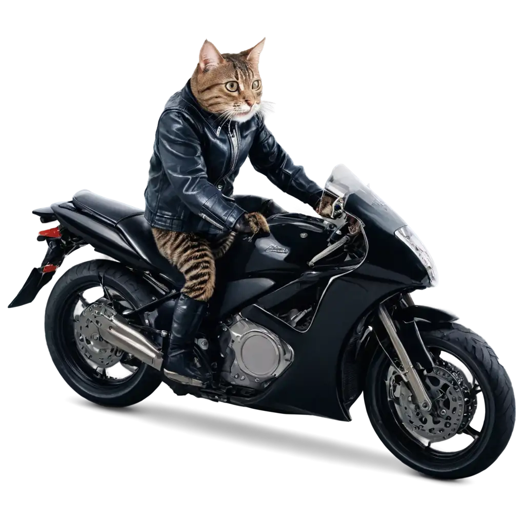 PNG-Image-of-a-Cat-Riding-a-Motorcycle-Artistic-and-Whimsical-Illustration