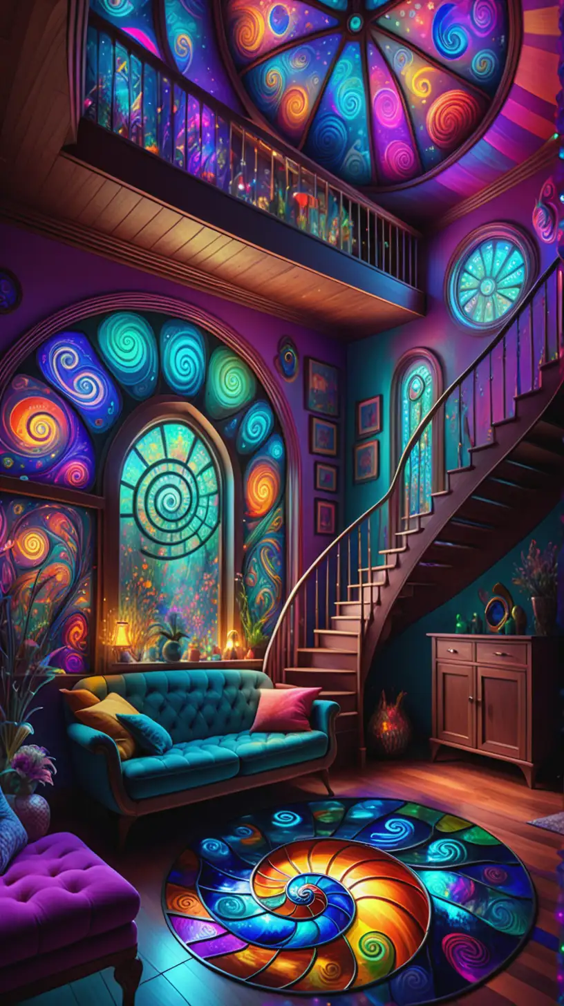 Enchanting Psychedelic Snail House Interior Art