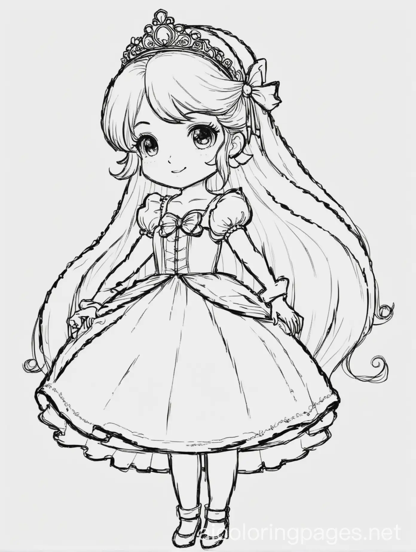 Anime-Bow-Princess-Coloring-Page-in-Simple-Line-Art-Style