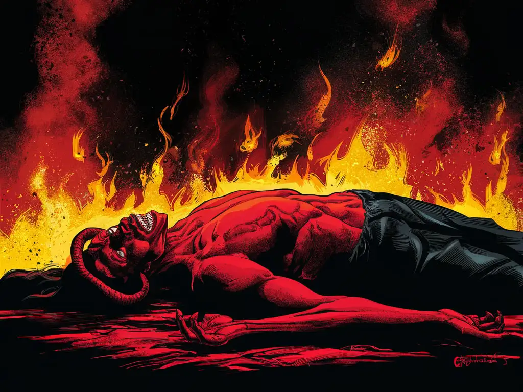 Sinister Modern Comic Book Art Satans Death in Hell