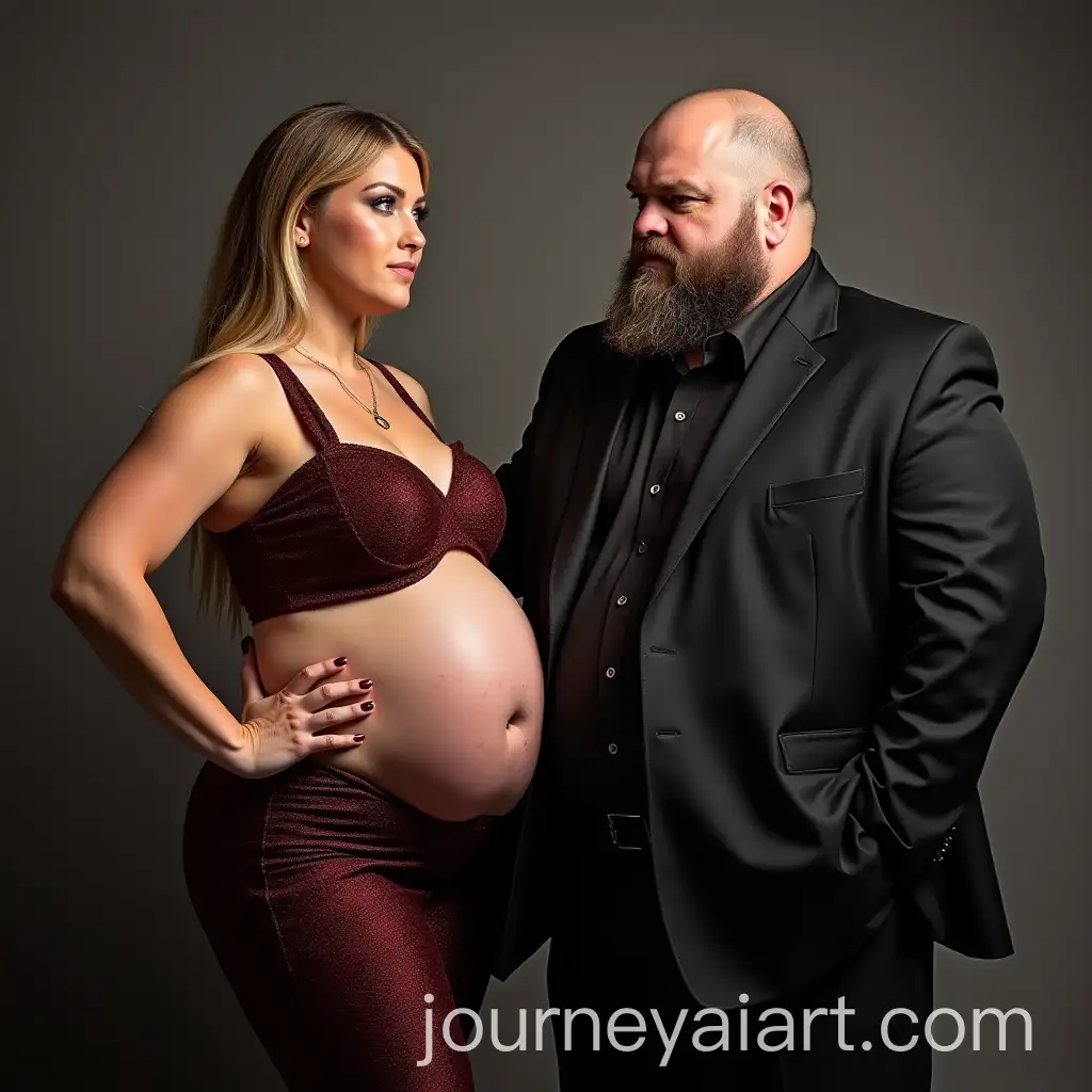 Lady-Standing-with-Russian-Politician-Ramzan-Kadyrov-Featuring-Big-Bulging-Belly