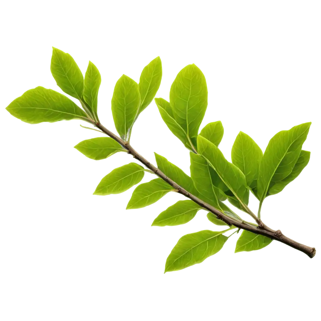 Tree-Branch-with-Green-Leaves-PNG-for-Transparent-Background-Designs-and-HighQuality-Visuals