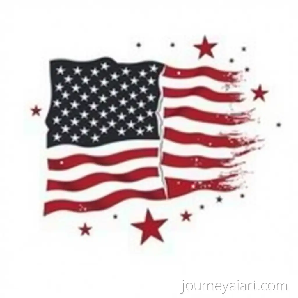 Torn-American-Flag-Design-with-Scattered-StarsTorn-American-Flag-Design-in-Red-and-Black-for-TShirt