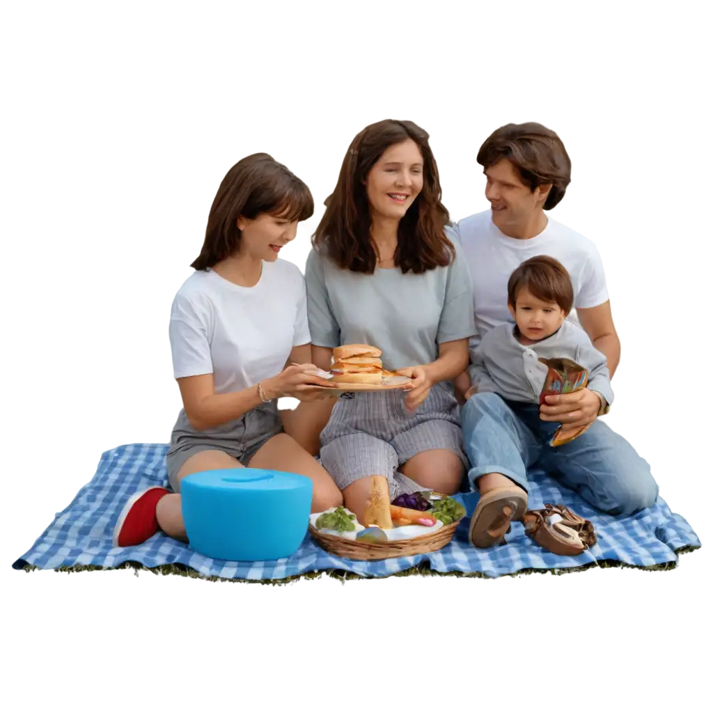 90s-Style-Picnic-Family-PNG-Image-Father-Mother-and-Two-Children