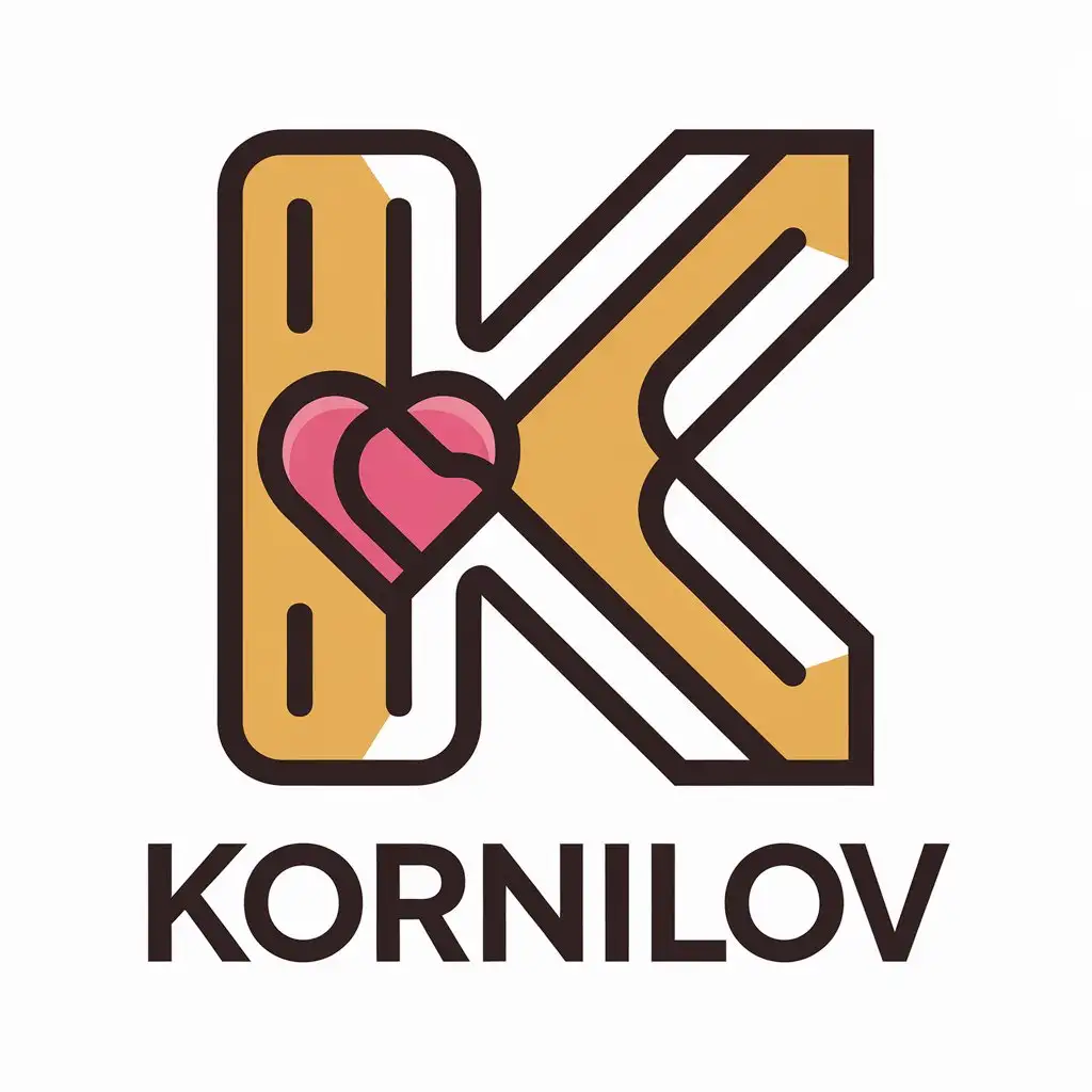 a vector logo design,with the text "KorniLov", main symbol:K,Moderate,be used in Others industry,clear background