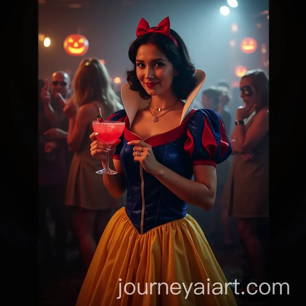 Spooky-Snow-White-Costume-Party-with-Red-Cocktail
