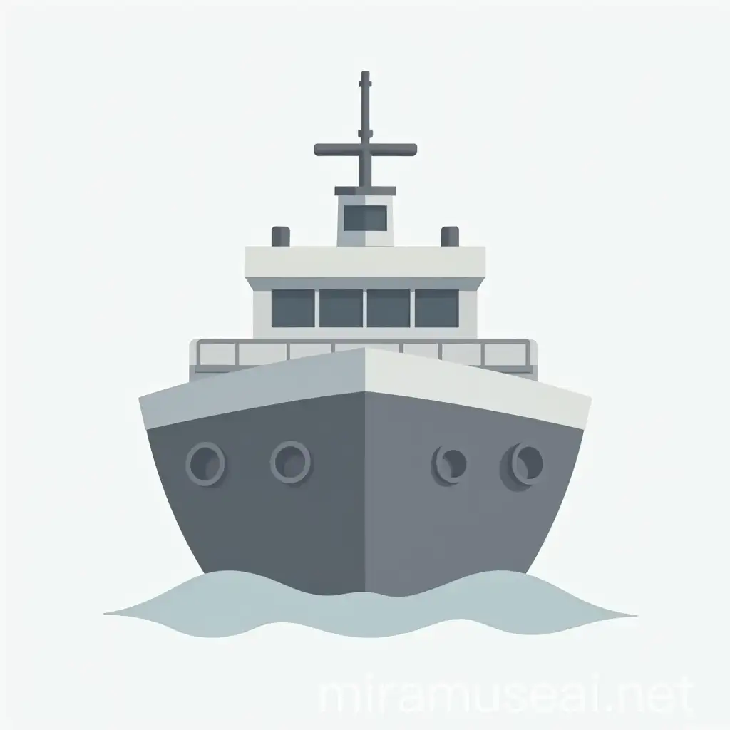 Minimalist Gray Cartoon Cargo Ship Logo Design