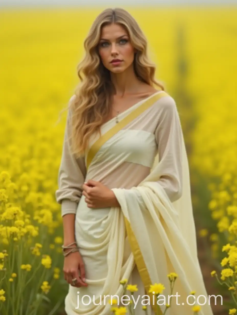 Taylor-Swift-as-Indian-Girl-in-Mustard-Paddy-Field-with-Yellow-Flowers