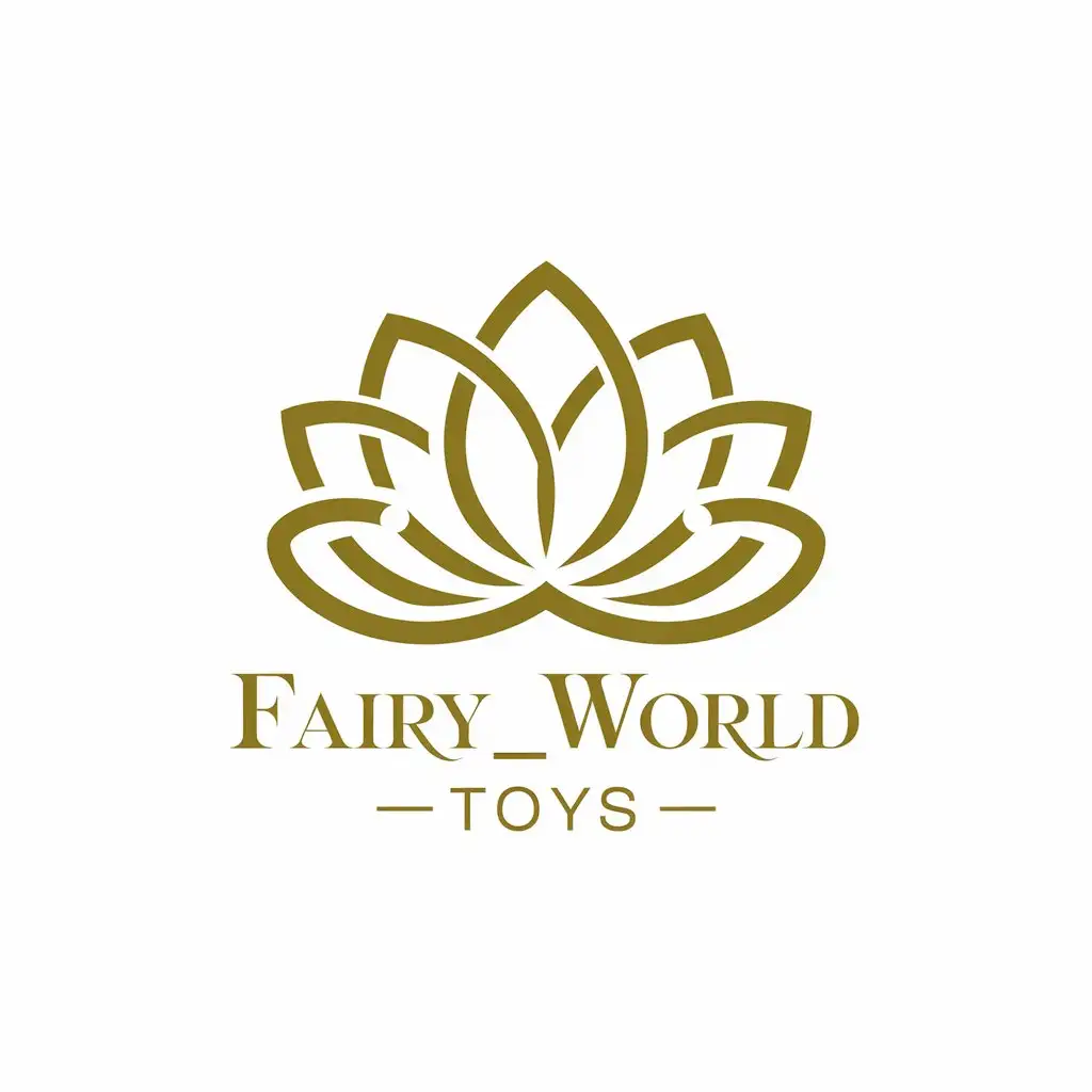 LOGO-Design-for-Fairy-World-Toys-Golden-Lotus-Symbol-on-Clear-Background