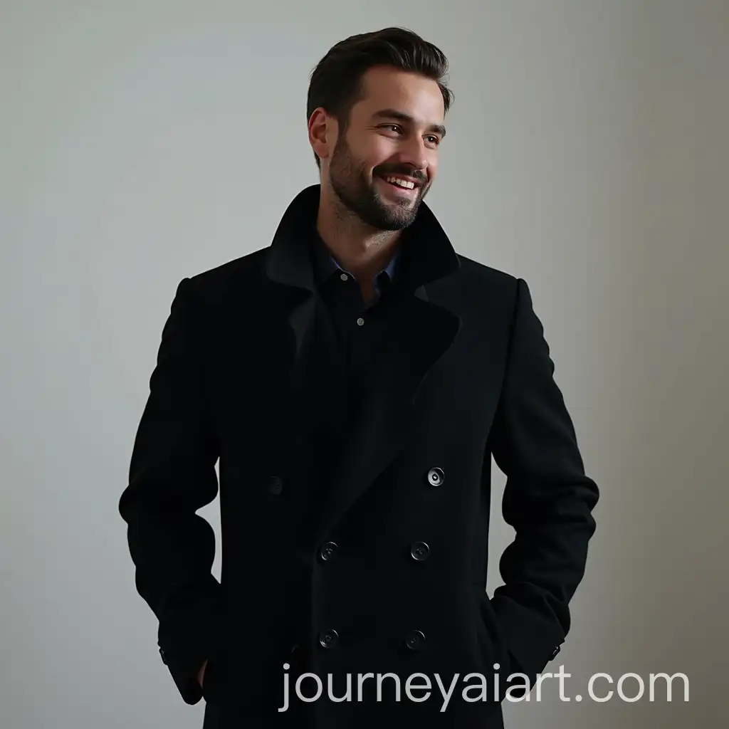 Man-Wearing-Black-Coat-in-Urban-Setting