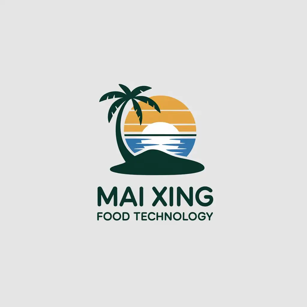 LOGO-Design-For-Mai-Xing-Food-Technology-Island-Coconut-Tree-Sunset-Theme