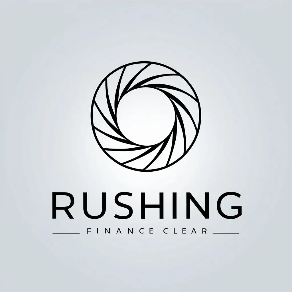 a vector logo design,with the text "Rushing", main symbol:geometric circulation,Minimalistic,be used in Finance industry,clear background