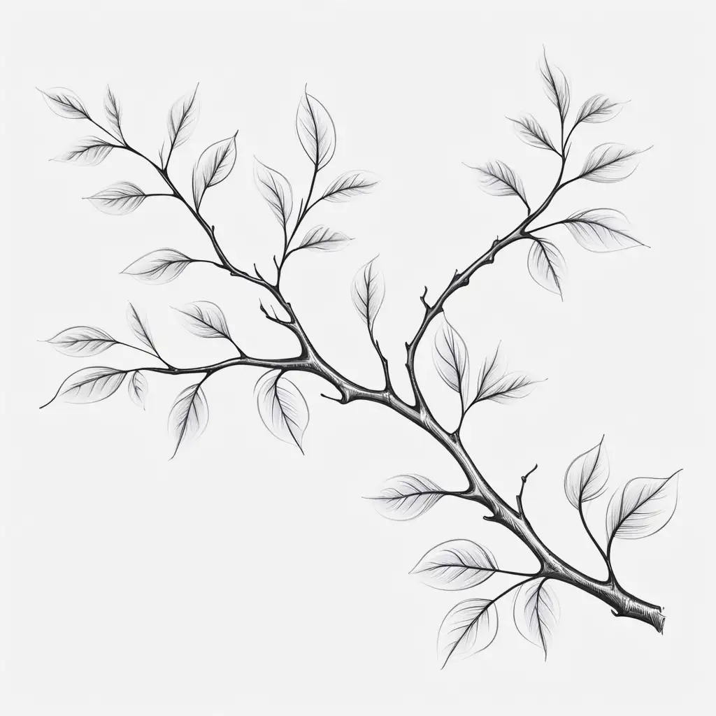 hand draw branch, white bacground