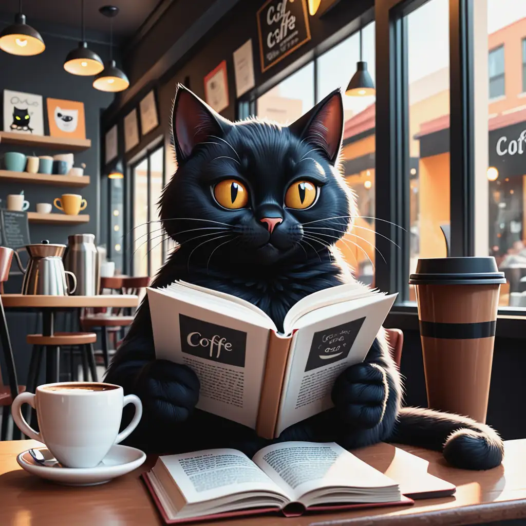 Cartoon-Black-Cat-Enjoying-Coffee-and-Books-in-a-Cozy-Cafe